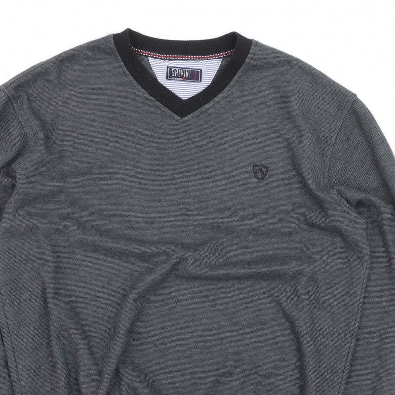 Additional view of Galvini men’s grey xl v-neck jumper casual knitwear