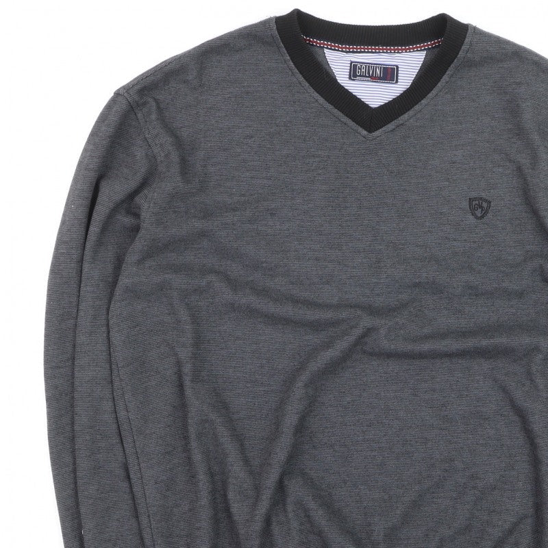 Additional view of Galvini men’s grey xl v-neck jumper casual knitwear