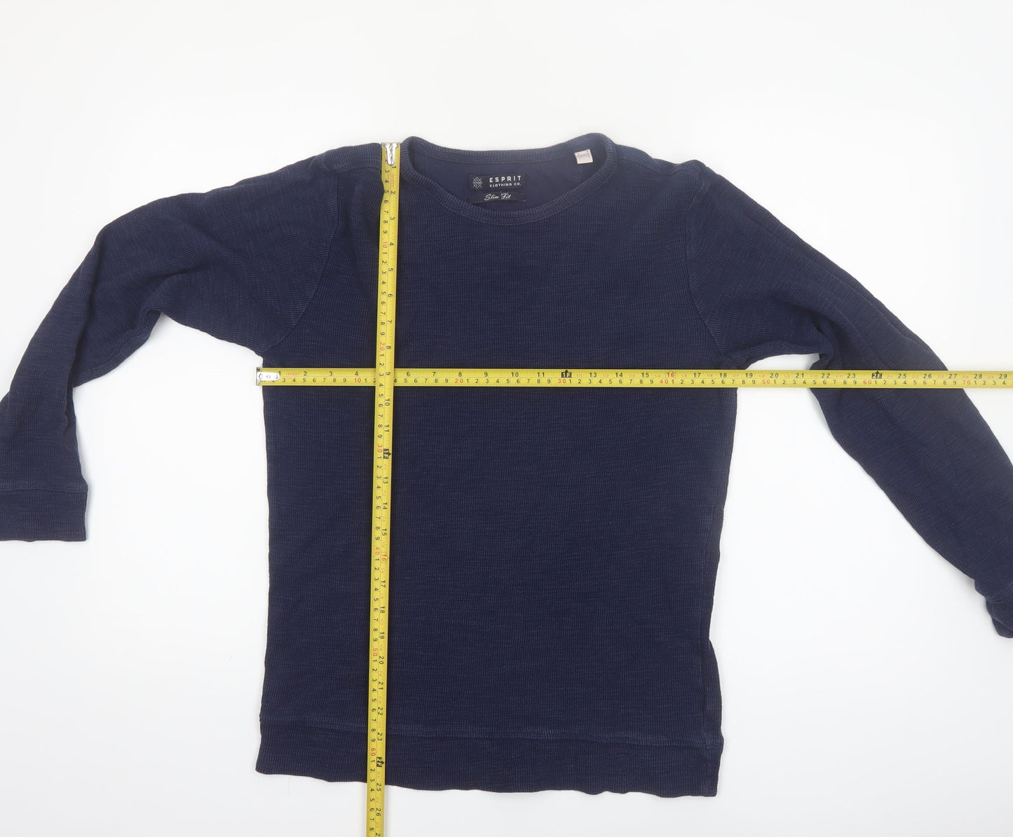 Esprit Mens Blue Slim Fit Long Sleeve Cotton Casual Top M