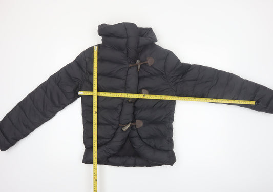 AllSaints Womens Black Puffer Jacket UK 6 Short Down Toggle Winter Coat