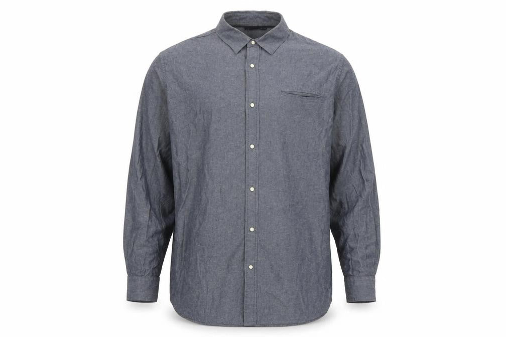 Livergy Men's Blue Cotton Long Sleeve Regular Fit Button-Up Shirt Size L