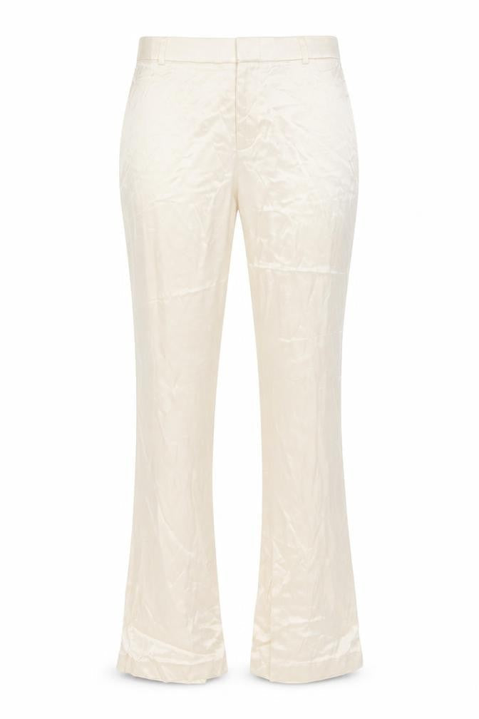 Zara Women Beige Flared Stretch Satin Trousers Size M