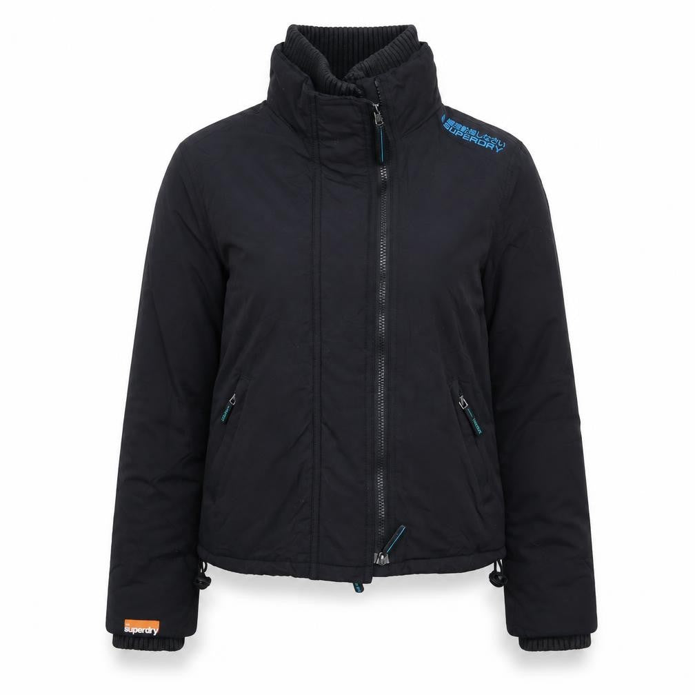 Superdry Women's Black Polyester Bomber Jacket Size S Full Zip