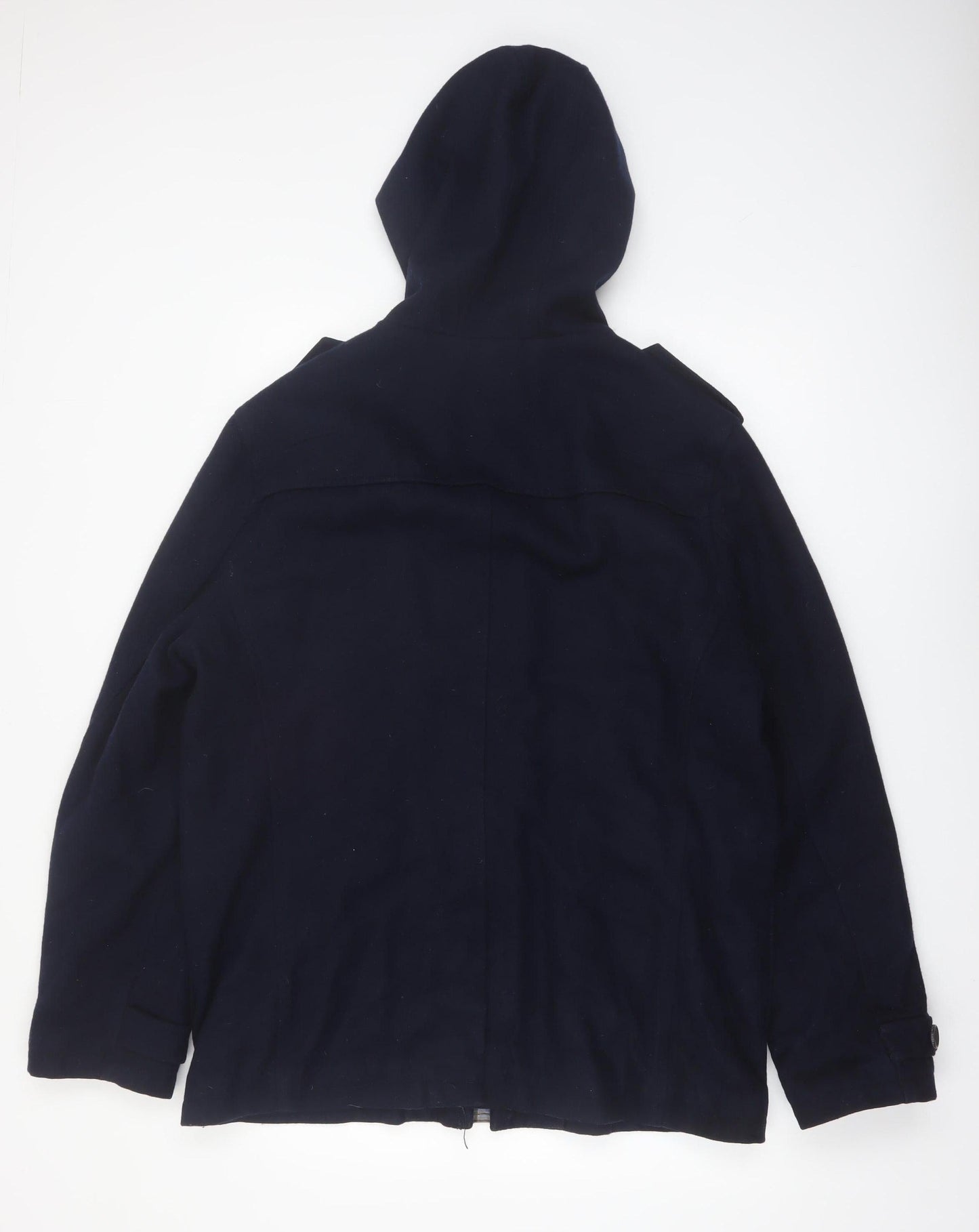 Ben Sherman Men's Blue Wool Blend Hooded Duffle Coat XL