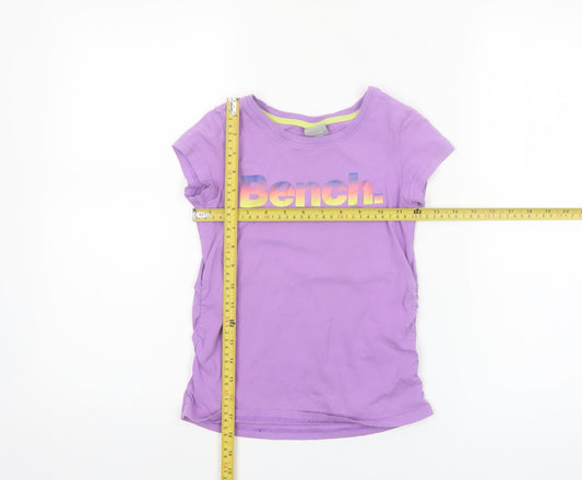 Bench Girls Purple 7-8 Years Logo Cotton Short Sleeve T-Shirt
