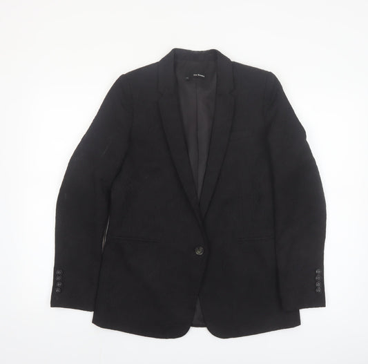 The Kooples Women's Black Single-Breasted Blazer Size 10 Jacquard Tailored Jacket