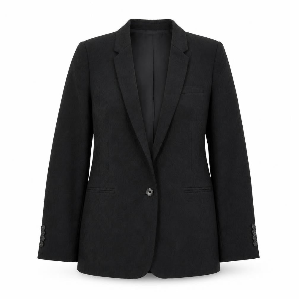 The Kooples Women's Black Single-Breasted Blazer Size 10 Jacquard Tailored Jacket