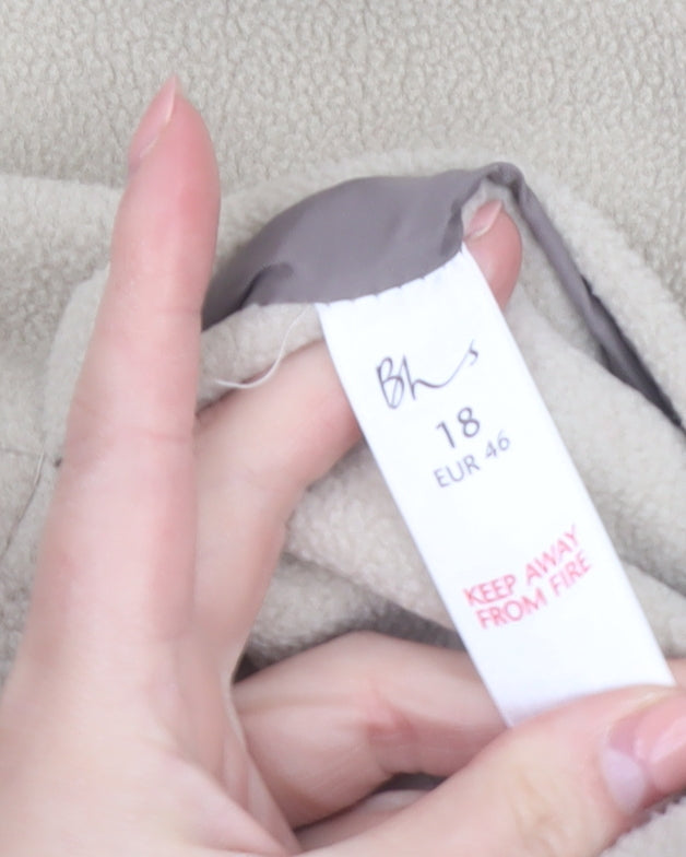 BHS Women’s Beige Full Zip Hooded Fleece Jacket Size 18
