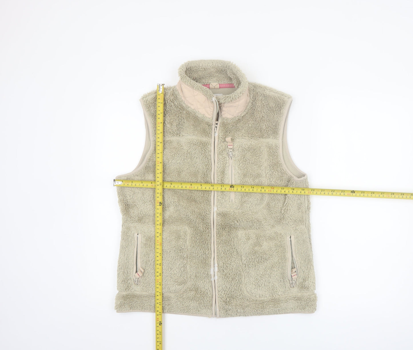 White Stuff Women's Beige Fleece Zip Waistcoat Size 12
