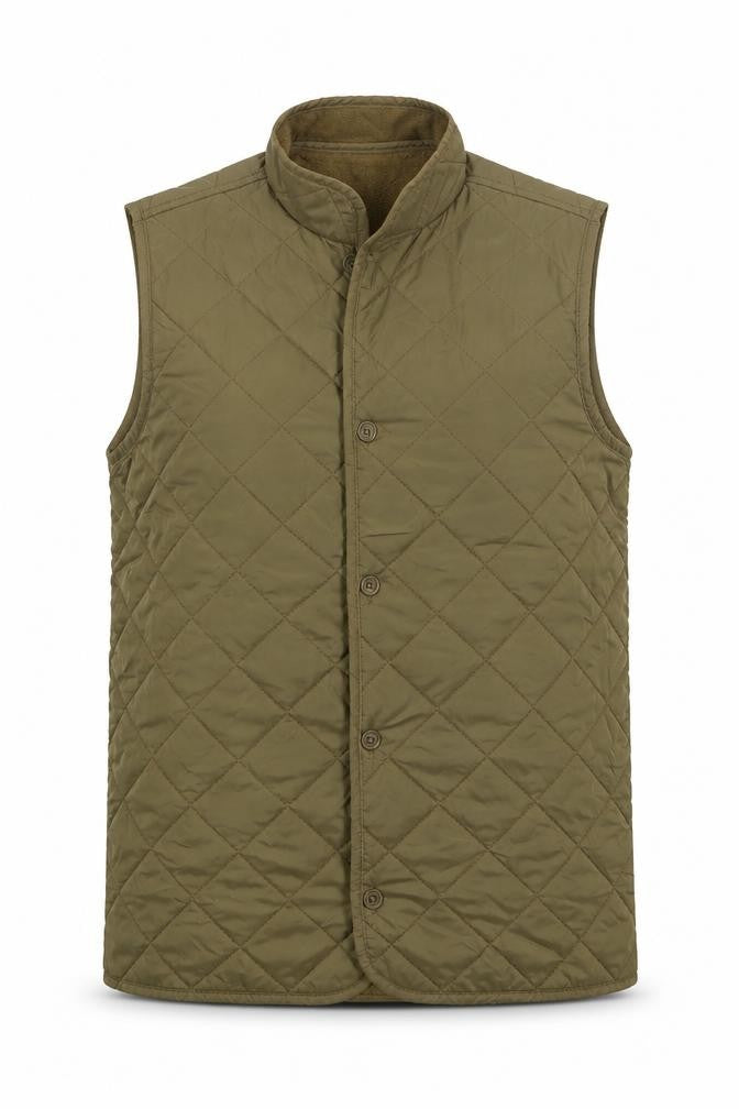 Front view of Marks & Spencer boys’ green quilted waistcoat 13-14 years lined thermal