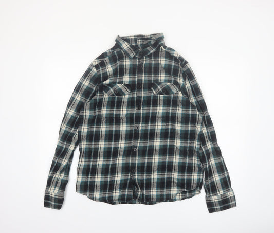 Mountain Warehouse Men's Blue Checked Flannel Button-Up Shirt Size L
