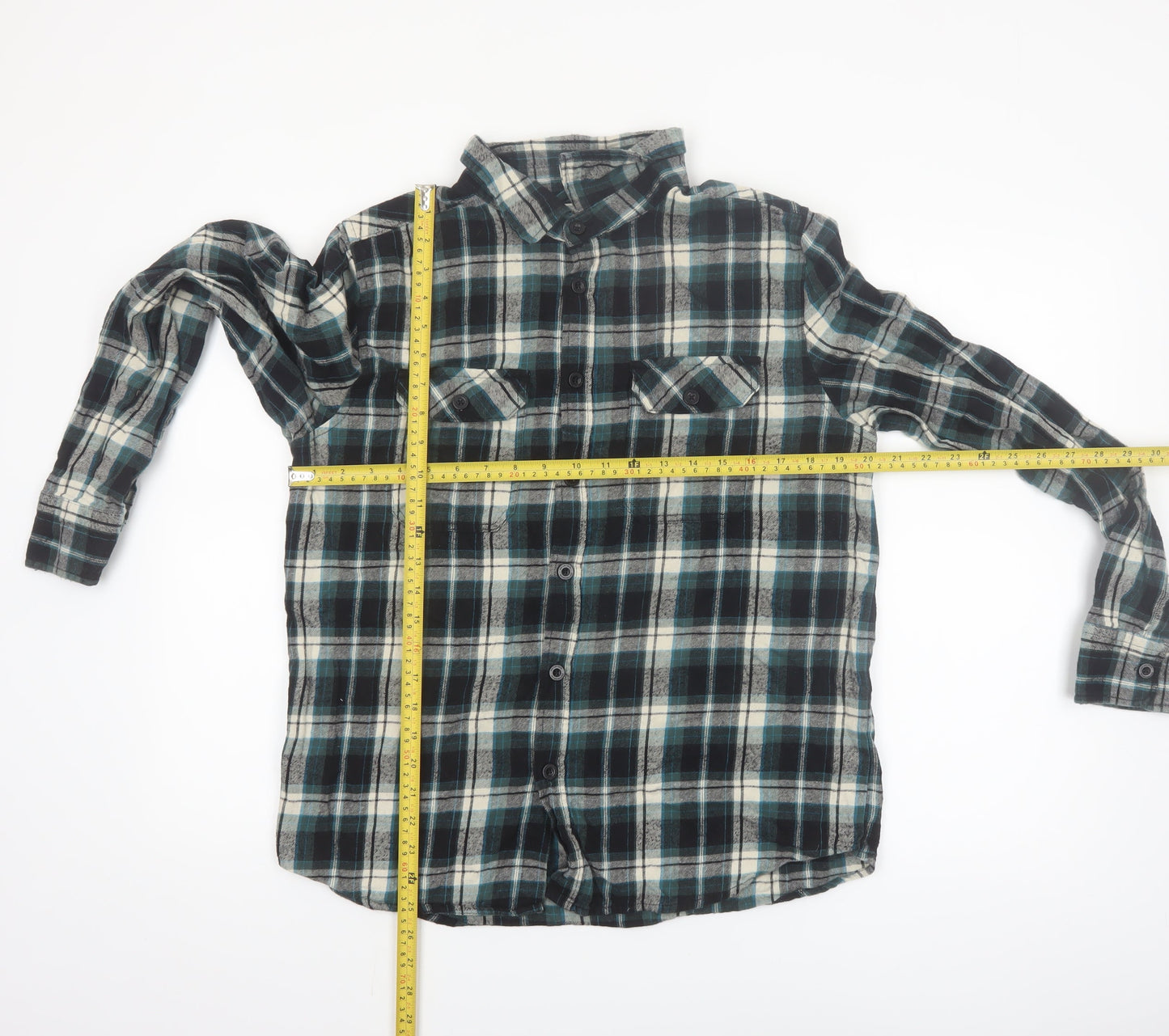 Mountain Warehouse Men's Blue Checked Flannel Button-Up Shirt Size L