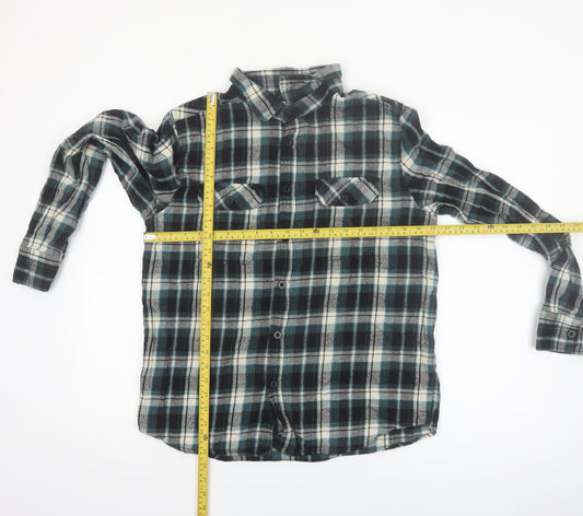 Mountain Warehouse Men's Blue Checked Flannel Button-Up Shirt Size L