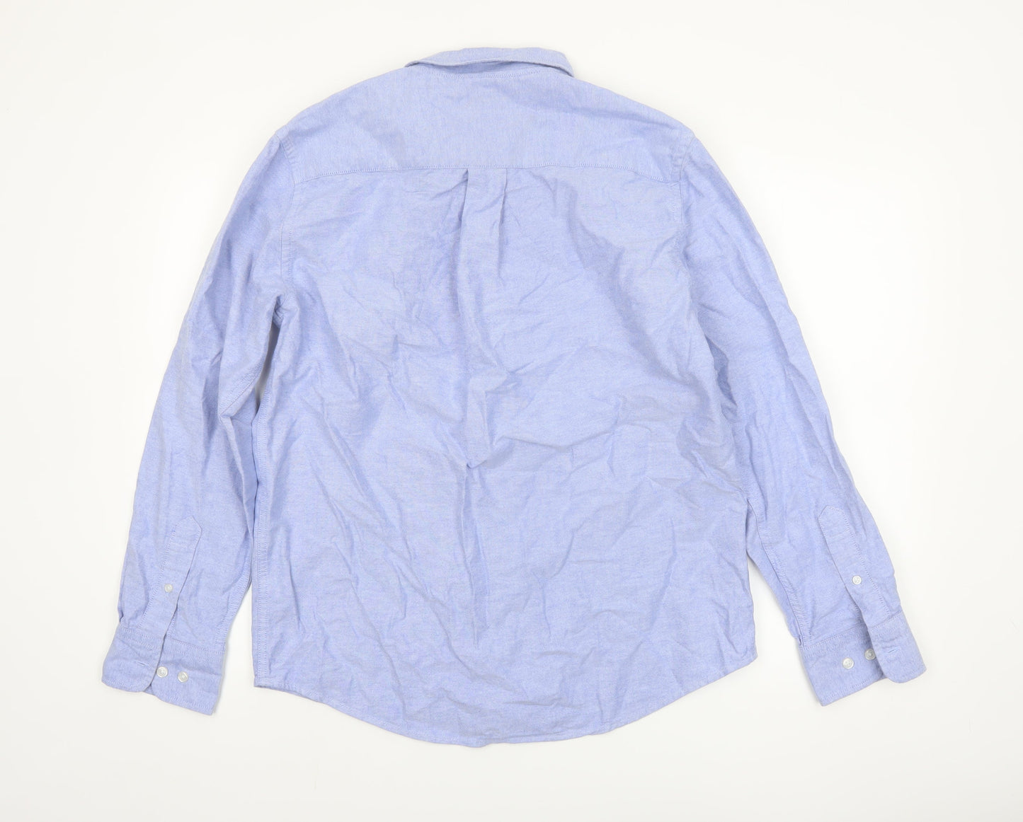 Dunnes Men Blue Cotton Regular Fit Long Sleeve Button-Up Shirt M