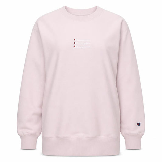 Champion Womens Pink Small Pullover Sweatshirt Crew Neck Logo Cotton Blend