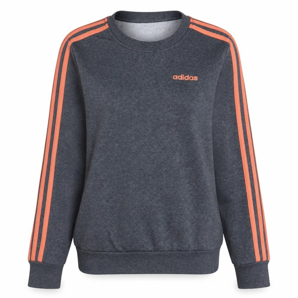Adidas Womens Grey Orange Crew Neck Pullover Sweatshirt XS
