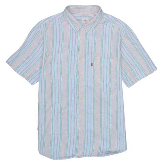 Levi's Men's Multicoloured Striped Short Sleeve Button-Up Shirt M