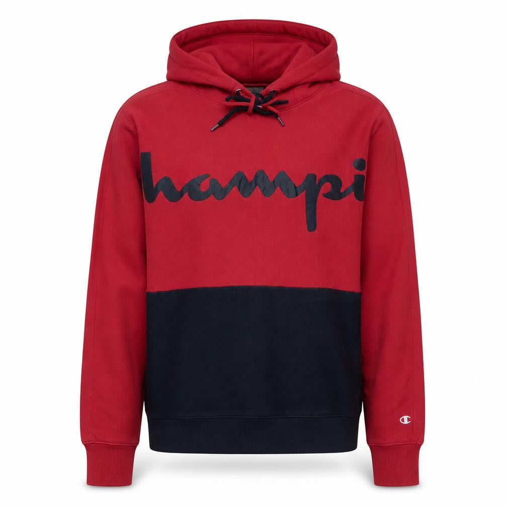 Champion Men's Red Pullover Hoodie Small Logo Graphic Cotton Blend