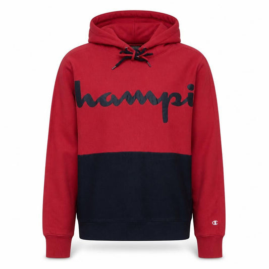 Champion Men's Red Pullover Hoodie Small Logo Graphic Cotton Blend