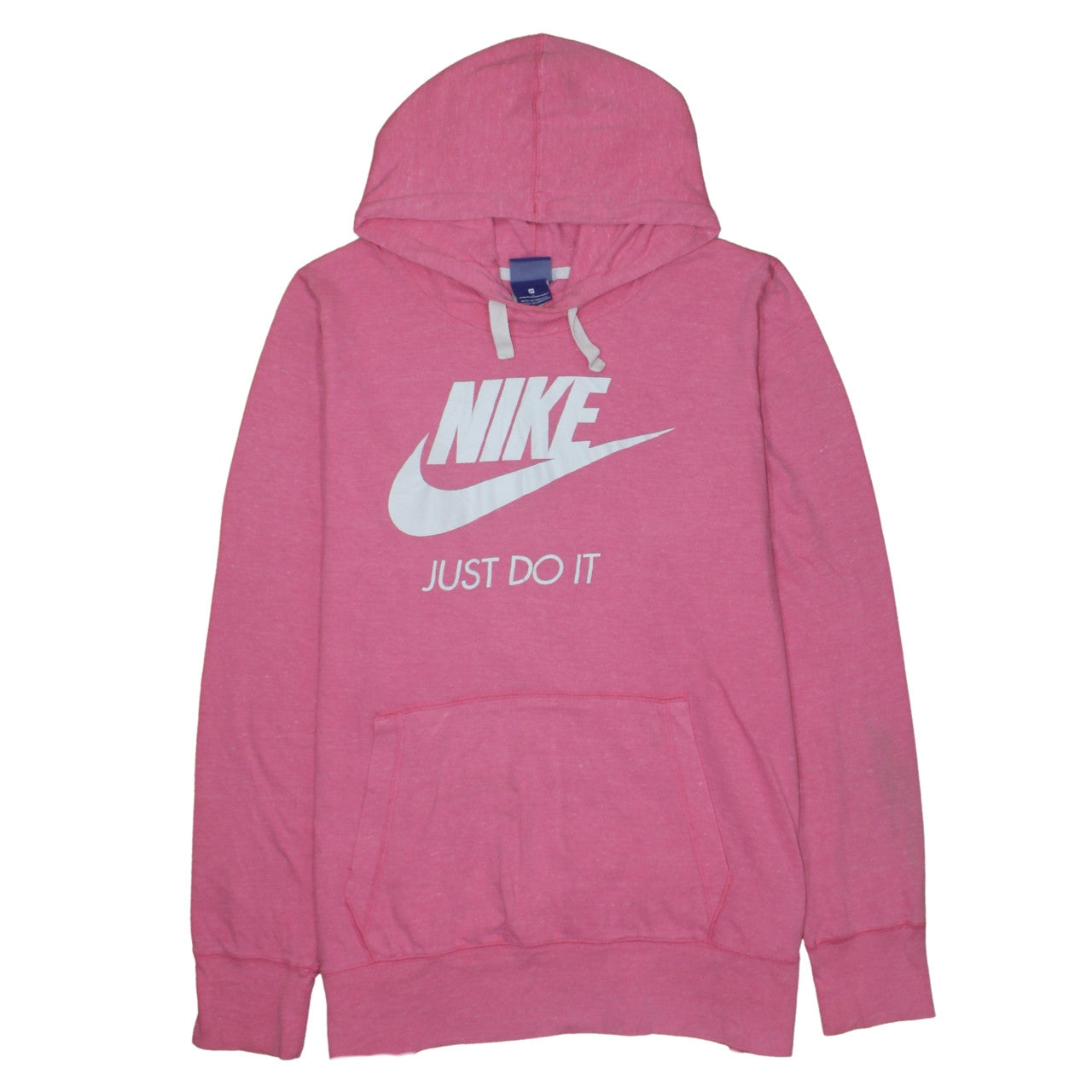 Nike Womens Pink Pullover Hoodie 1X Logo Print Cotton Blend