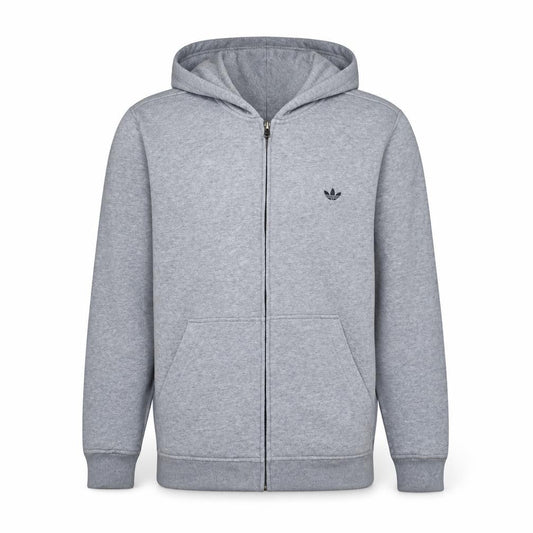 adidas Men Grey Full Zip Hoodie L Regular Fit Sportswear
