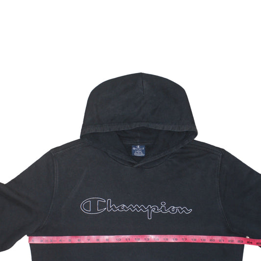 Champion Men's Black Pullover Hoodie Size L Sports Fleece Sweatshirt