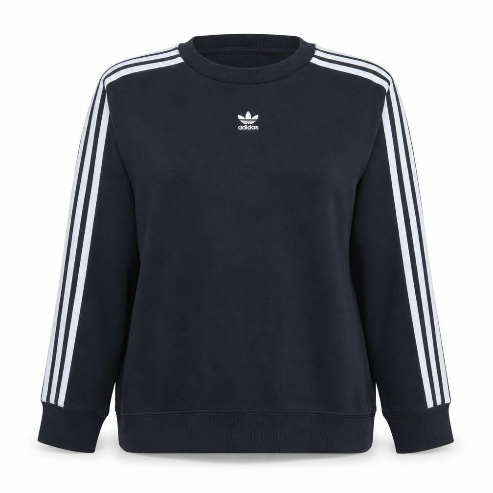 Front view of Adidas Women's Black Crew Neck Pullover Sweatshirt, size 14