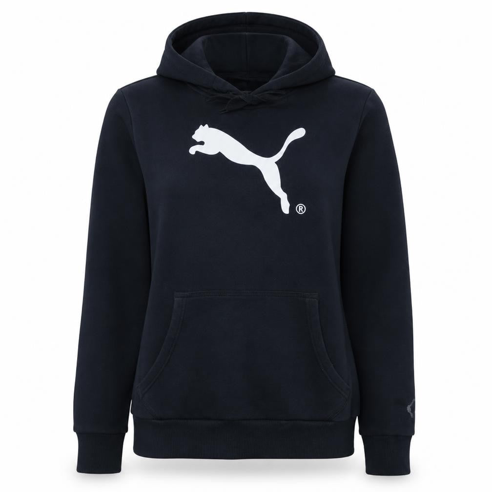 Puma Women's Black Pullover Hoodie Small Cotton Blend Logo Sweatshirt