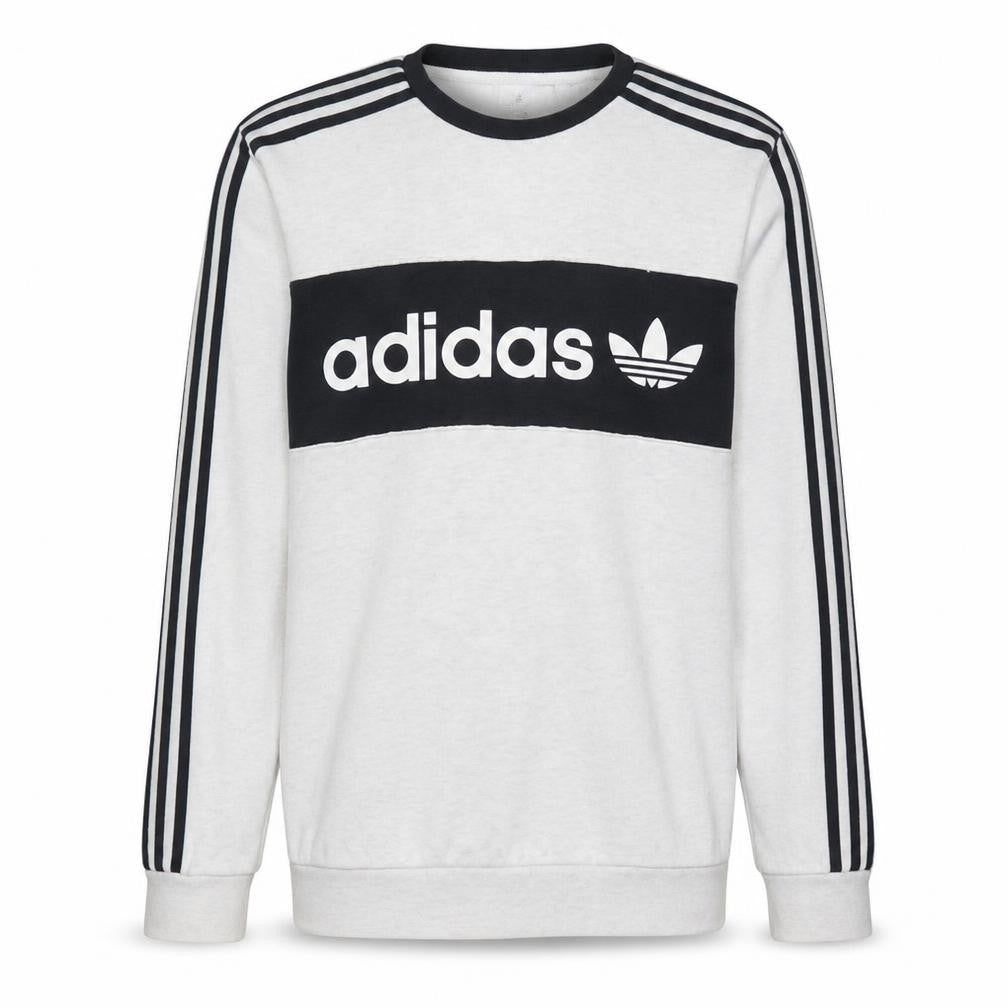 adidas Mens Grey Crew Neck Pullover Sweatshirt M Logo Sportswear