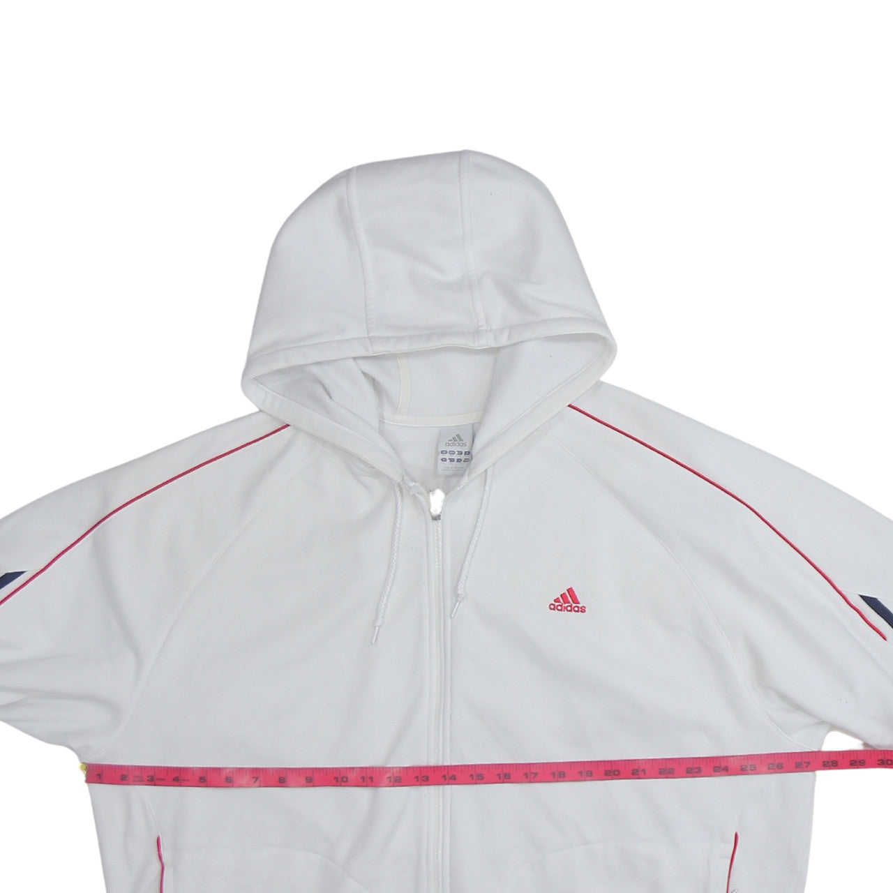 Adidas Men’s White 2XL Full Zip Hoodie with Logo Stripes