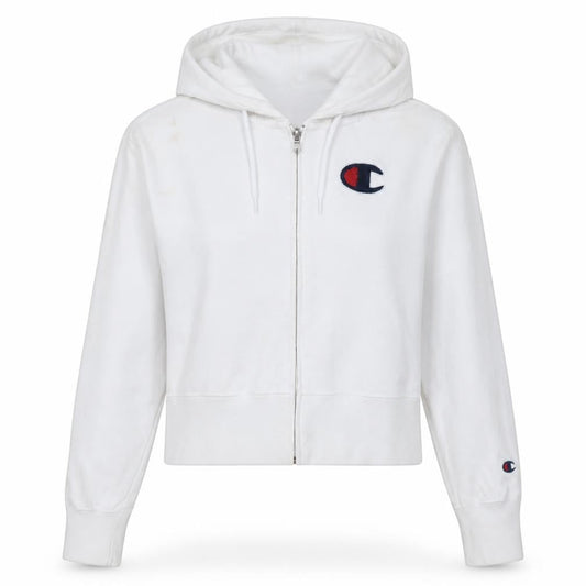 Champion Women's White XS Full Zip Hoodie Cotton Logo Sweatshirt