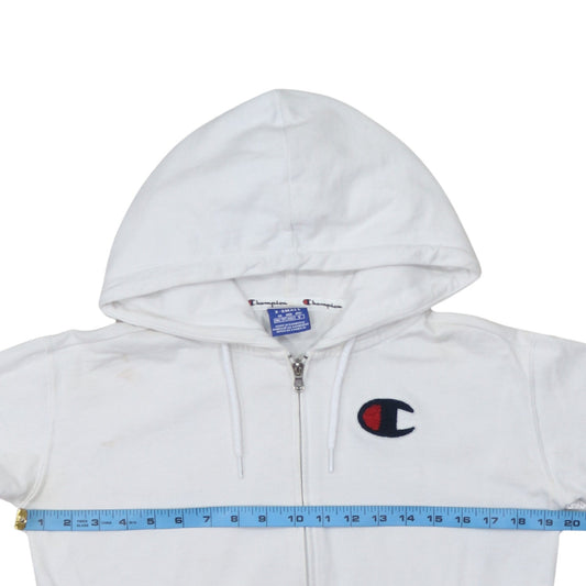 Champion Women's White XS Full Zip Hoodie Cotton Logo Sweatshirt