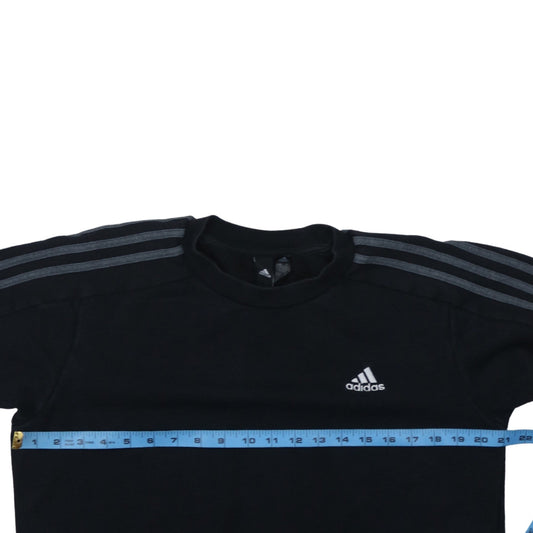 Adidas Men's Black Small Crew Neck Pullover Sweatshirt