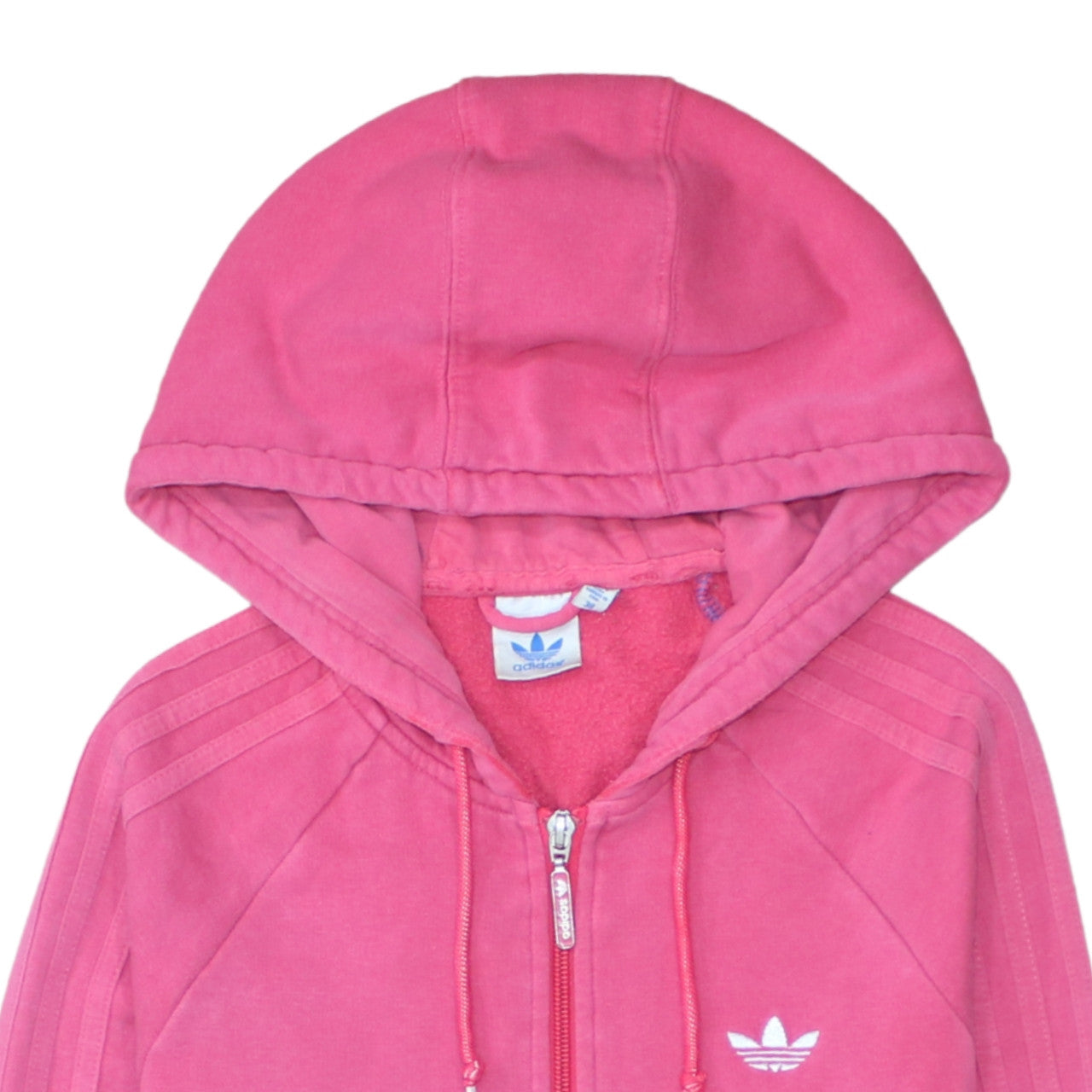 Adidas Womens Pink Full Zip Hoodie Sweatshirt Size M Cotton Blend