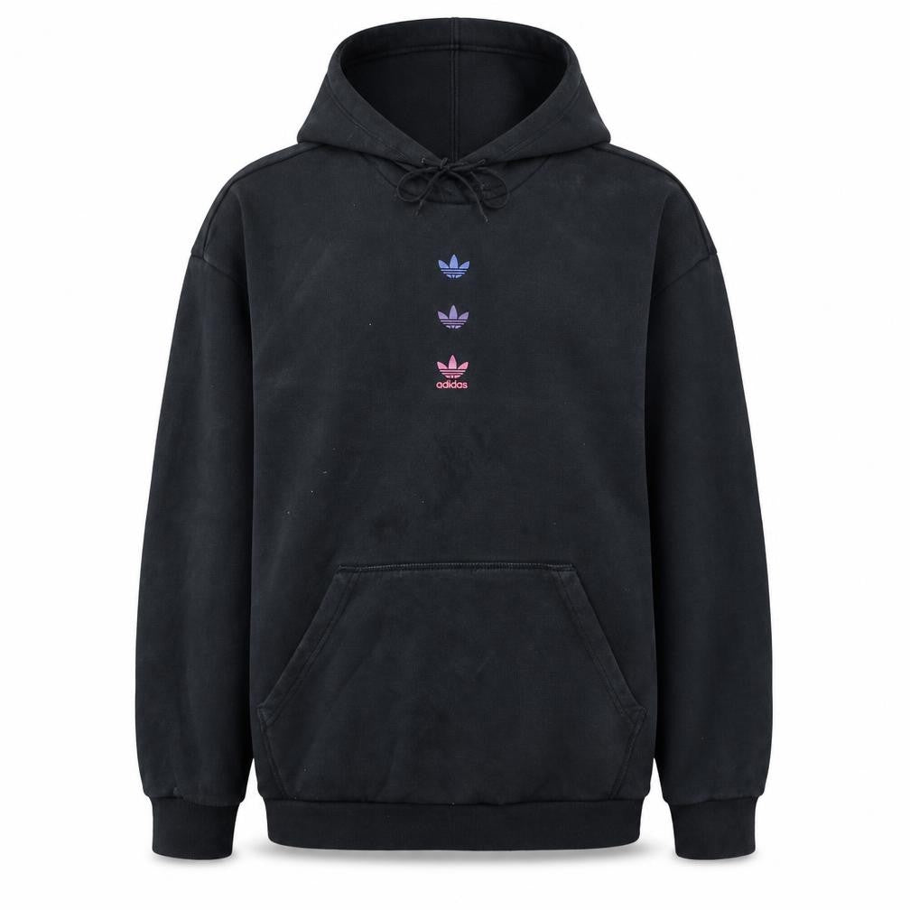 Adidas Womens Black Pullover Hoodie Size 8 Cotton Logo Graphic