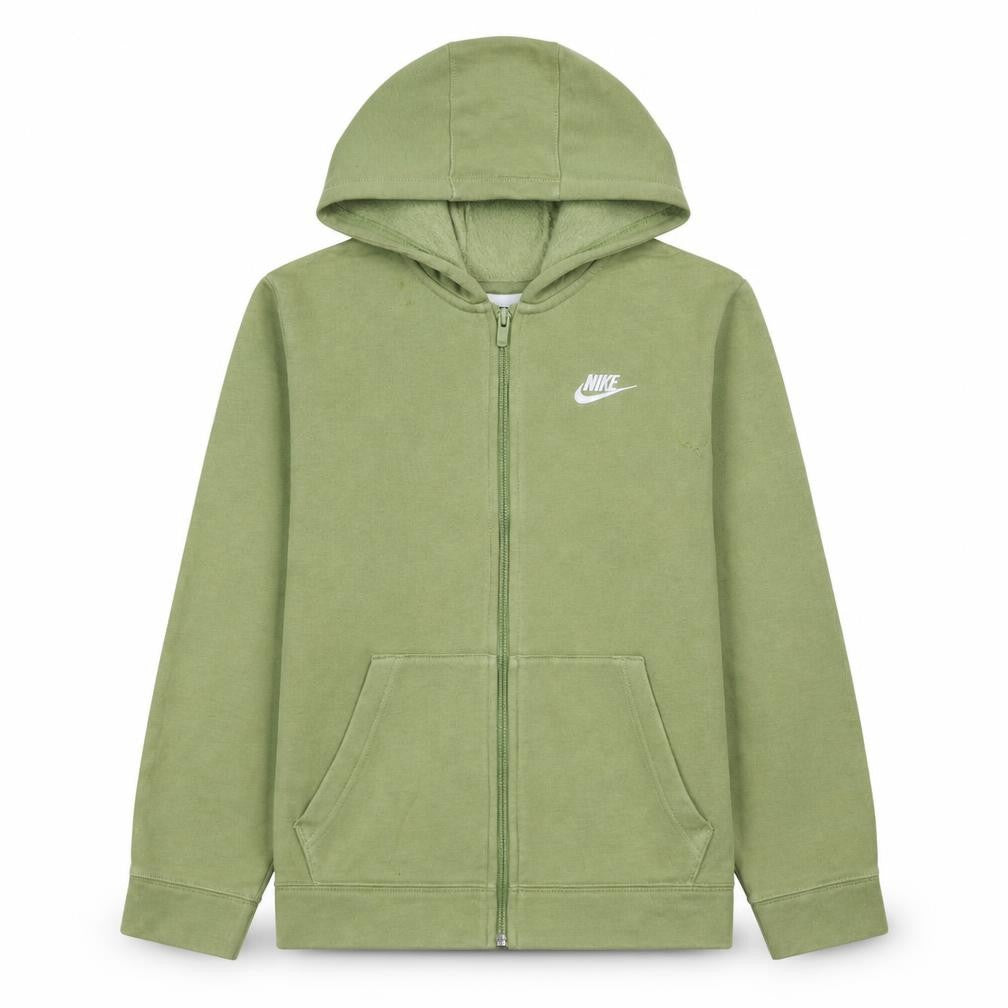 Front view of Nike boys’ green xl full zip fleece hoodie