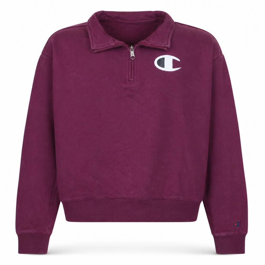 Champion Women’s Purple 1/4 Zip Pullover Sweatshirt Size L Cotton Logo