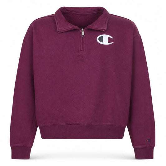 Champion Women’s Purple 1/4 Zip Pullover Sweatshirt Size L Cotton Logo