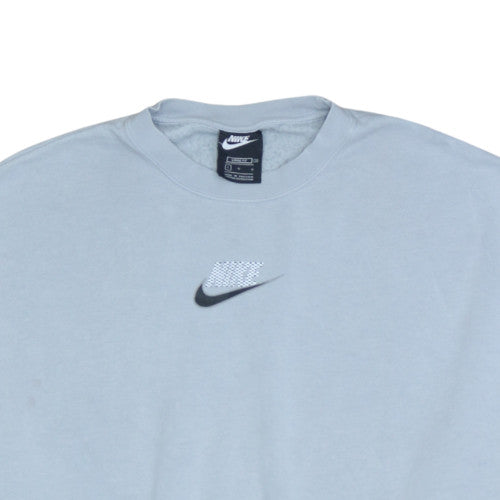 Nike Women Blue Pullover Sweatshirt Loose Fit L Logo Crew Neck