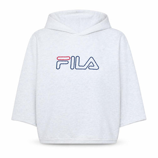 Fila Women Grey Pullover Hoodie Cotton Blend Logo Print M