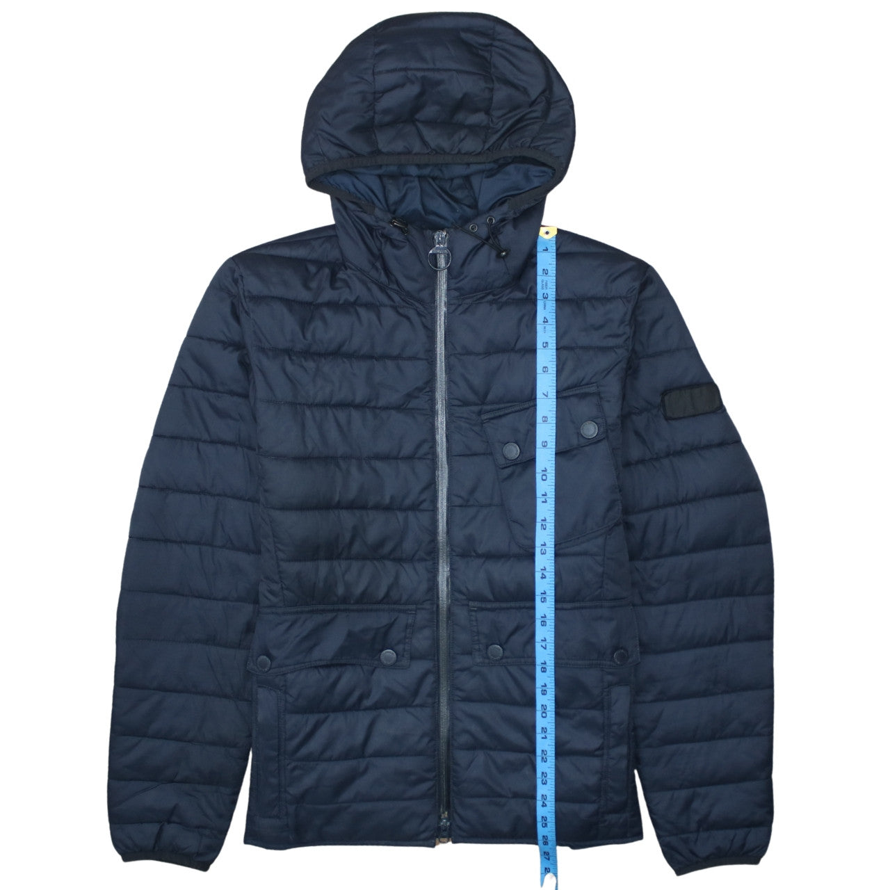 Barbour International Mens Blue Hooded Puffer Jacket M