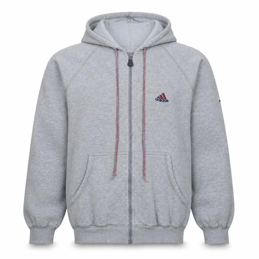 Adidas Men's Grey Full Zip Hoodie M Logo Sportswear Sweatshirt