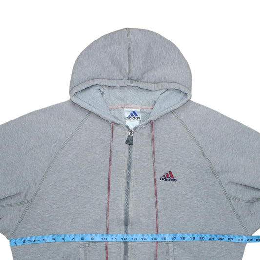 Adidas Men's Grey Full Zip Hoodie M Logo Sportswear Sweatshirt