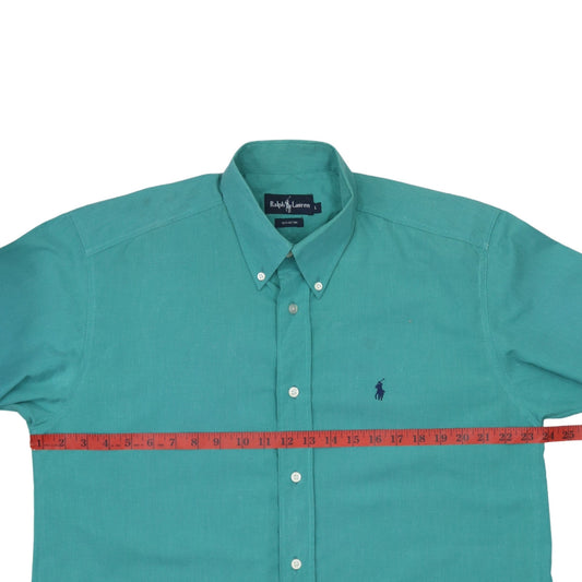 Ralph Lauren Men's Green Long Sleeve Button-Down Cotton Shirt L