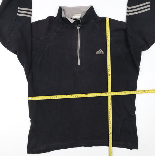 Adidas Mens Black M Henley 1/4 Zip Sweatshirt Vintage Sportswear