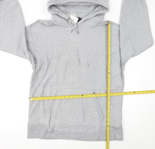 GAP Men's Grey Pullover Hoodie L Classic Logo Fleece Sweatshirt
