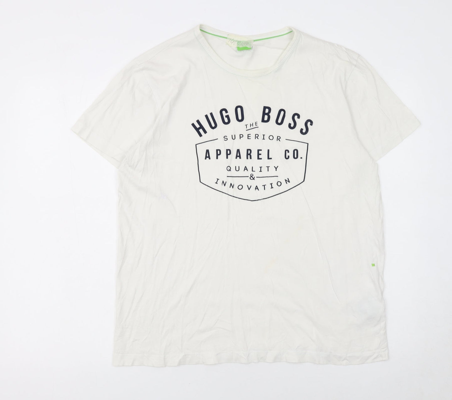 Hugo Boss Men's White Cotton Logo T-Shirt Size L Regular Fit