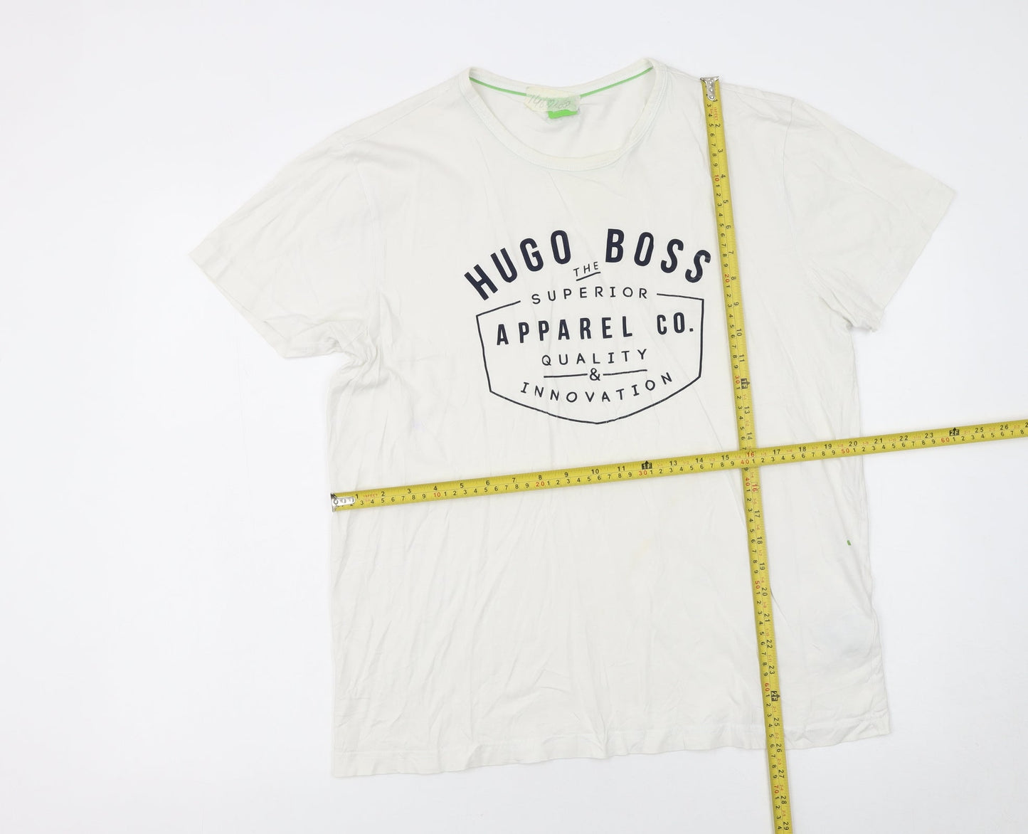 Hugo Boss Men's White Cotton Logo T-Shirt Size L Regular Fit