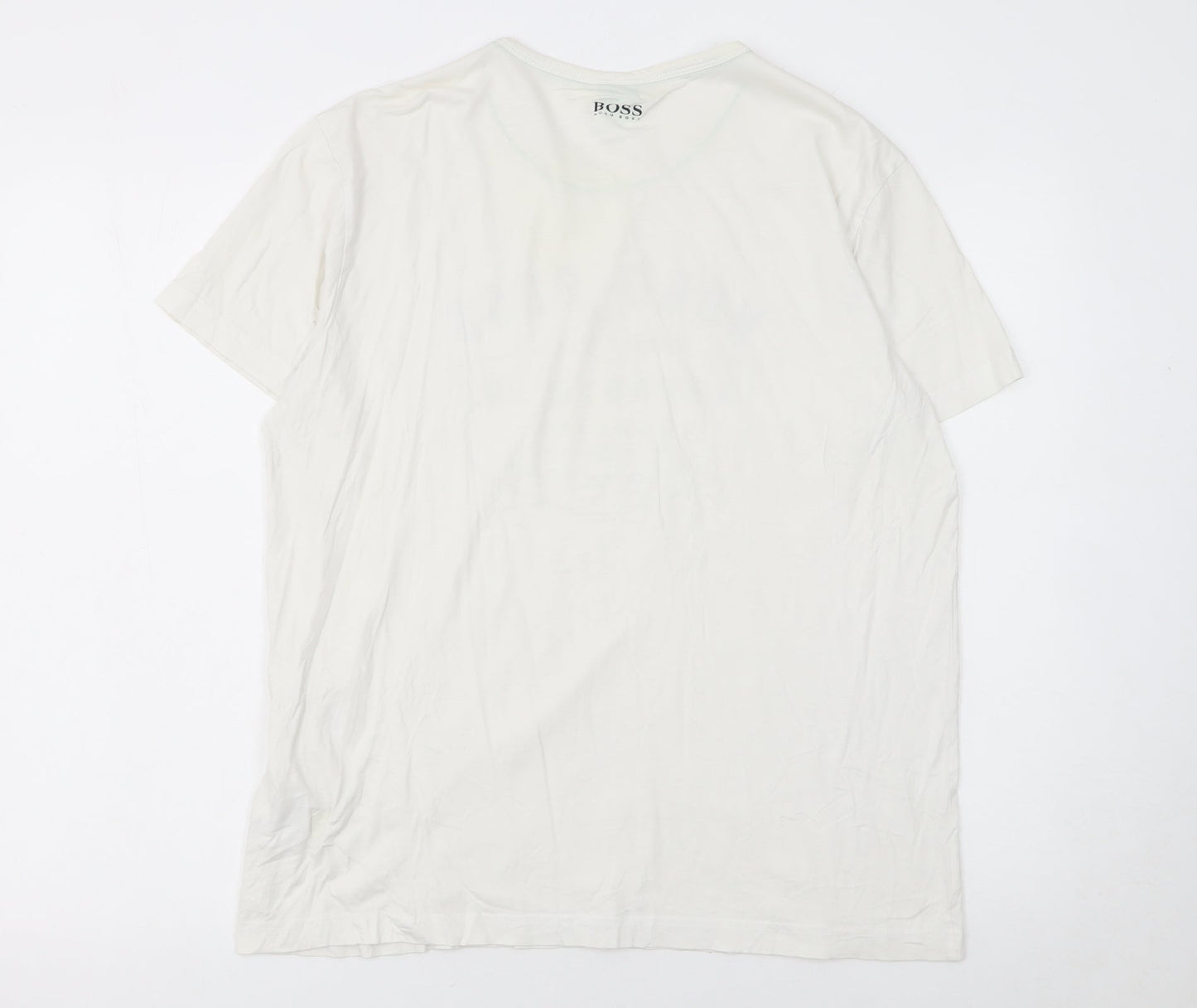 Hugo Boss Men's White Cotton Logo T-Shirt Size L Regular Fit