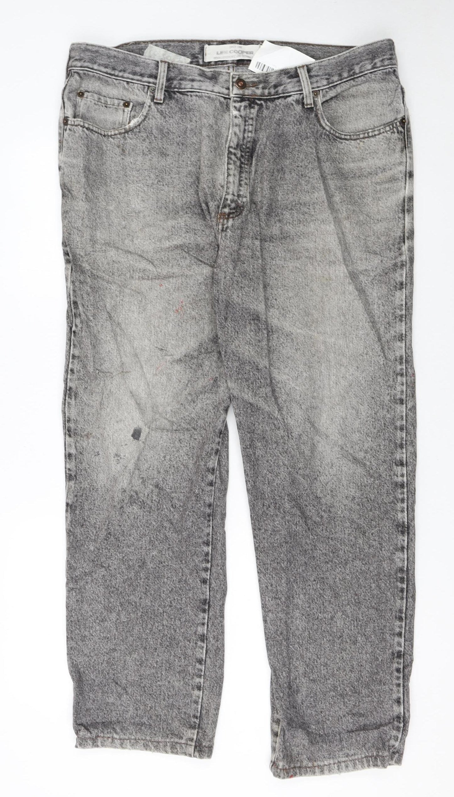 Lee Cooper Men's Grey Acid Wash Straight Jeans W40 L34